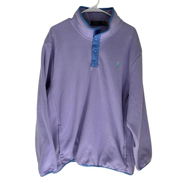 Polo Ralph Lauren Men's Brushed Fleece Mockneck Pullover Lavender XXL - Picture 2 of 9